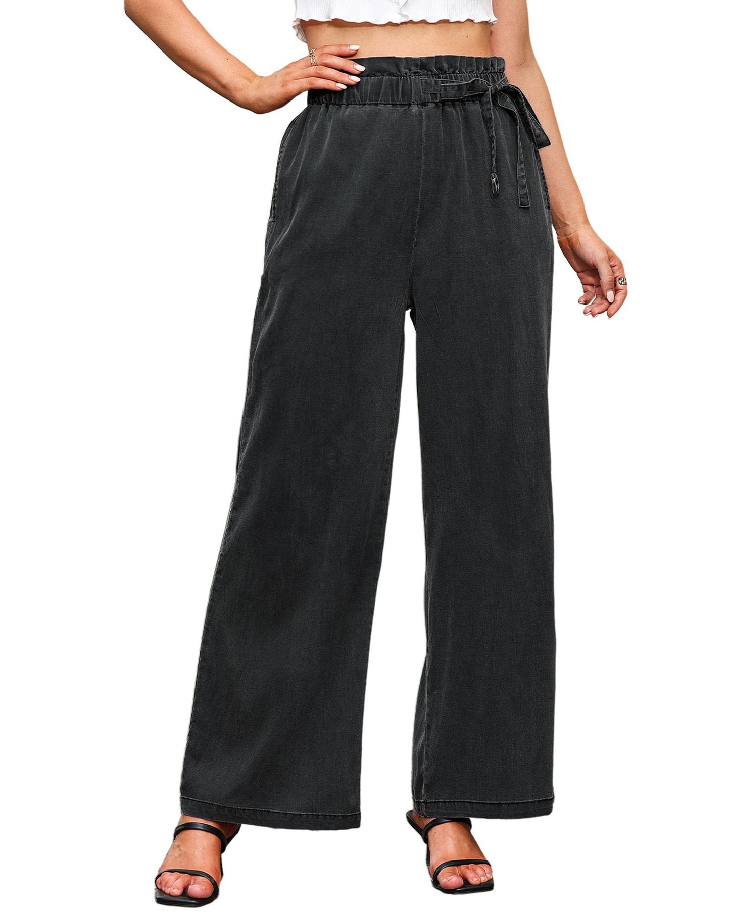 Azura Exchange Pocketed Wide Leg Tencel Jeans - 4 US