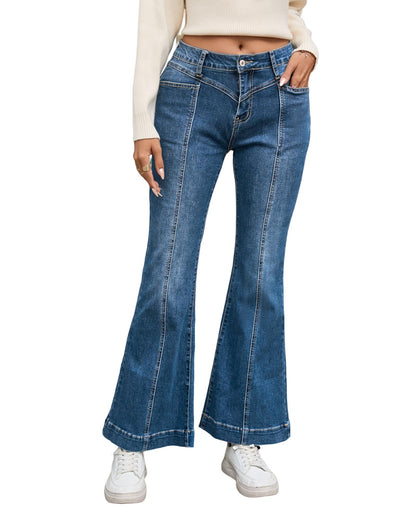 Azura Exchange High Waist Flare Jeans with Seam Stitching and Pockets - 14 US