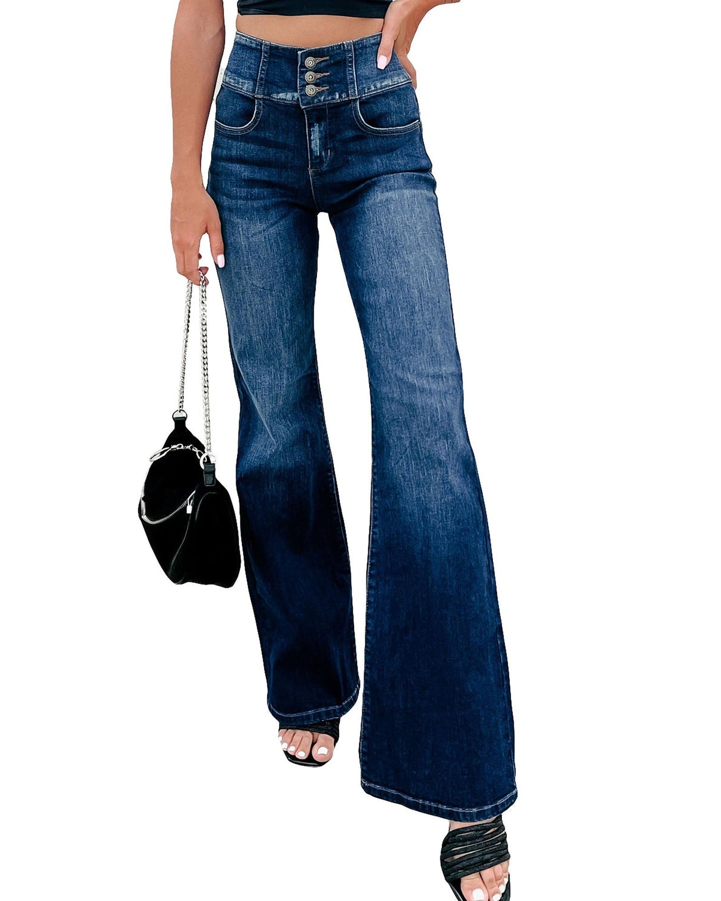 Azura Exchange Elastic Waistband Flare Jeans - 12 US