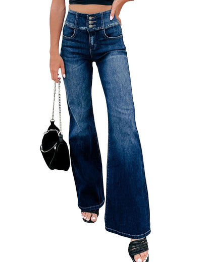 Azura Exchange Elastic Waistband Flare Jeans - 6 US