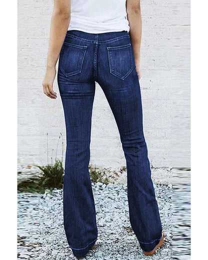 Azura Exchange Elastic Waist Flare Jeans - M