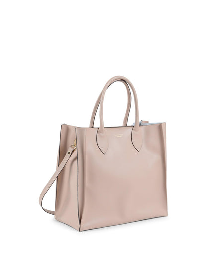 Structured Italian Leather Tote Bag - One Size