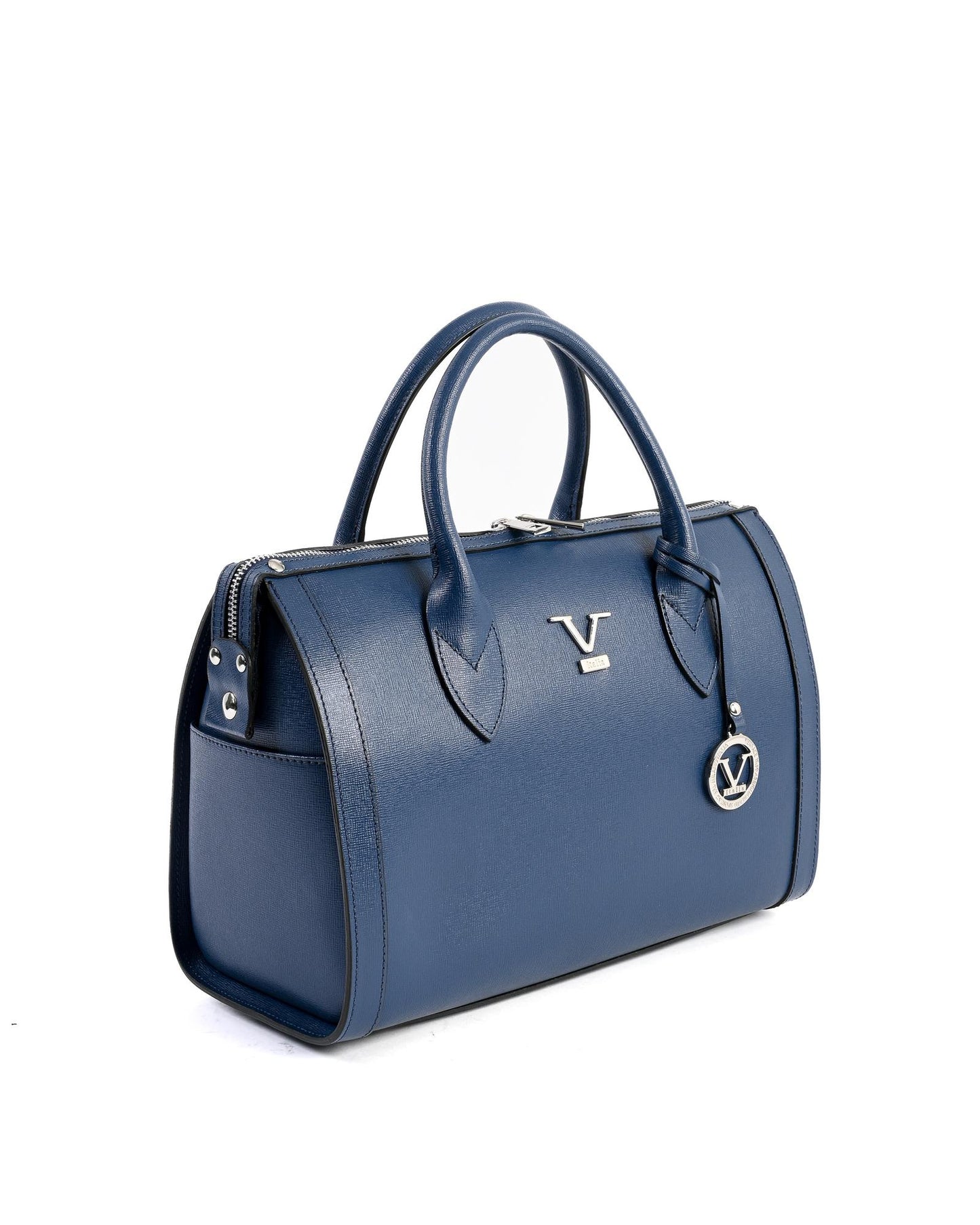 Blue Saffiano Leather Handbag - One Size