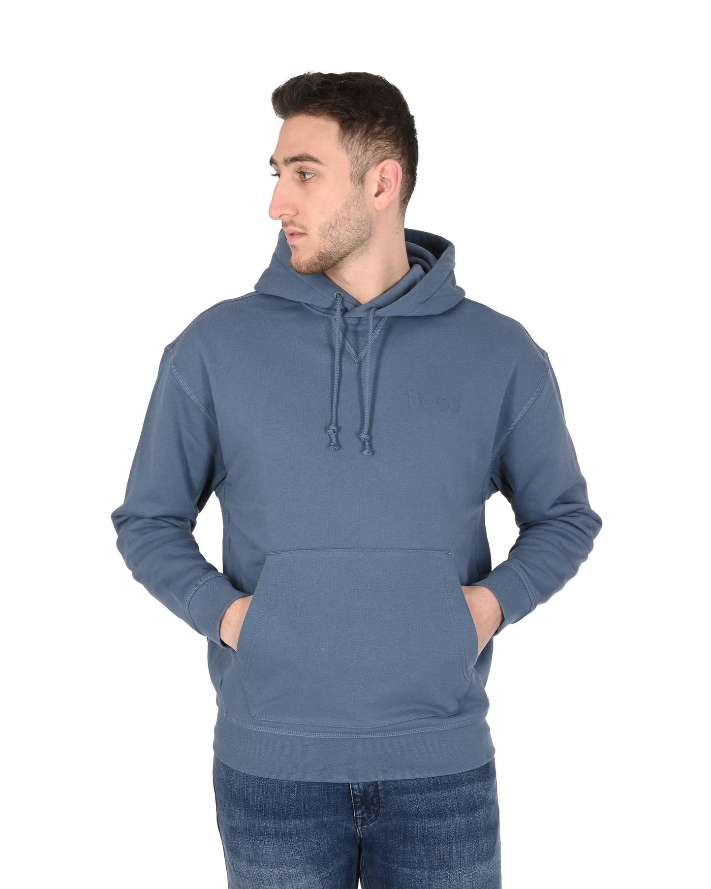 Hugo Boss Men's Cotton Blend Bright Blue Sweatshirt in Blu Elettrico - M