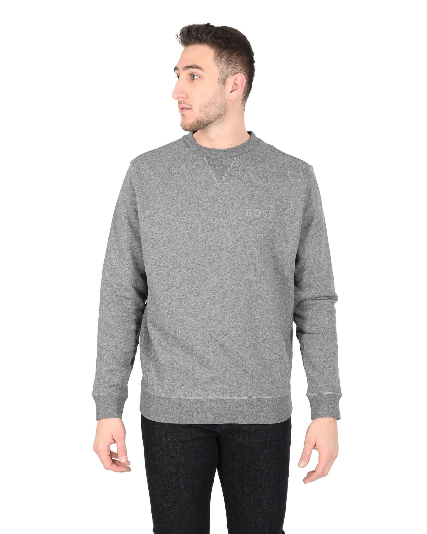 Hugo Boss Men's Grey Cotton-Polyester Sweatshirt in Grey - S