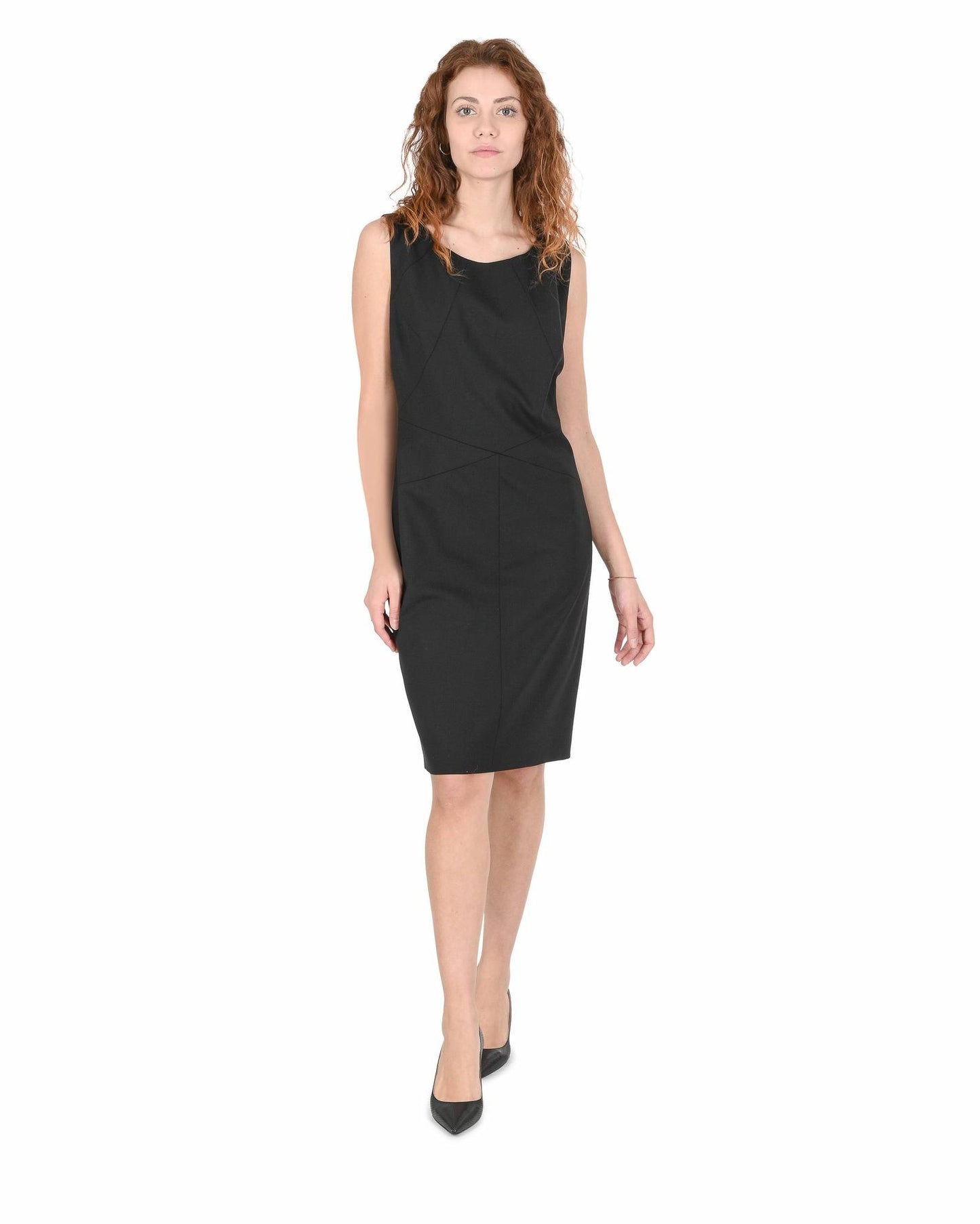 Hugo Boss Women's Black Knit Dress with Metallic Detail in Black - L