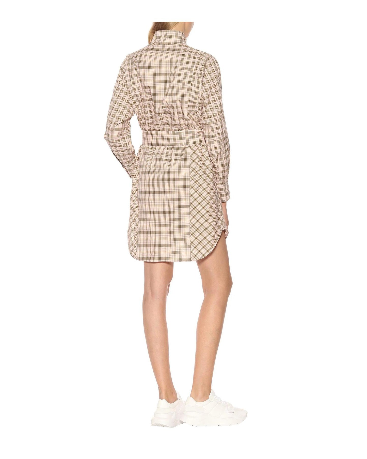Iconic Check Cotton Shirt Dress with Long Sleeves and Belt 40 IT Women
