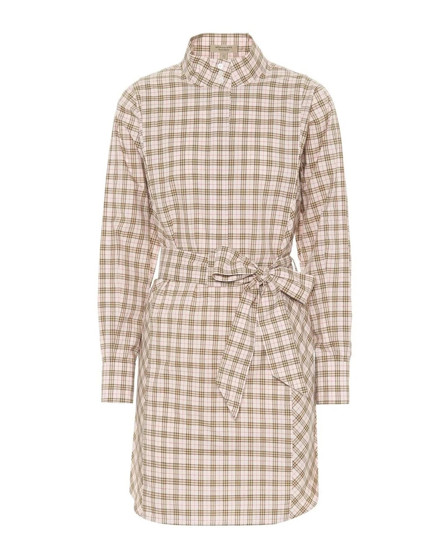 Iconic Check Cotton Shirt Dress with Long Sleeves and Belt 44 IT Women