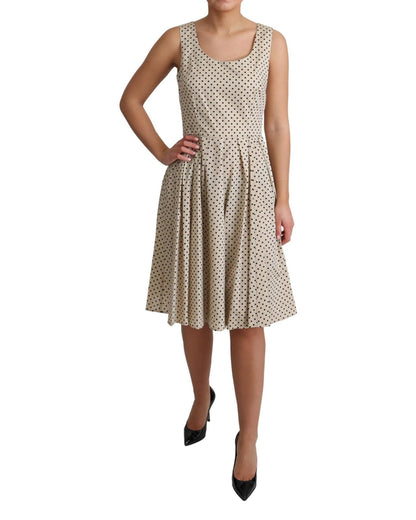 Sleeveless A-line Dress with Polka Dot Pattern 42 IT Women
