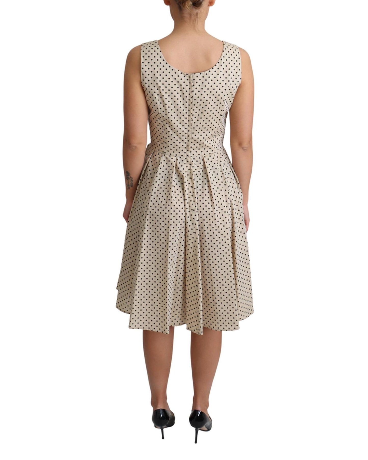 Sleeveless A-line Dress with Polka Dot Pattern 42 IT Women