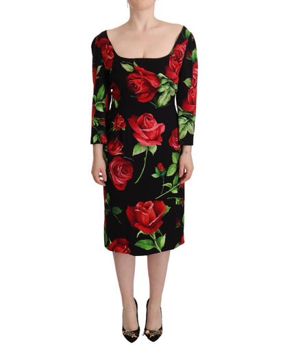 Floral Print Silk Dress with 3/4 Sleeves 36 IT Women