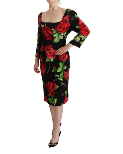 Floral Print Silk Dress with 3/4 Sleeves 36 IT Women