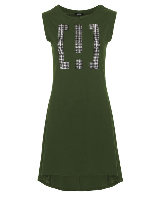 Logo-Embellished Army Green Maxi Tank Dress M Women