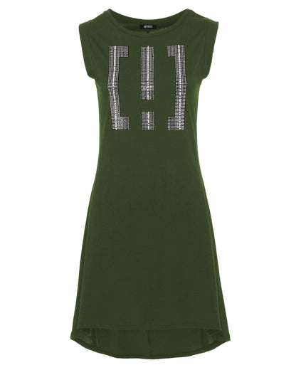 Logo-Embellished Army Green Maxi Tank Dress S Women