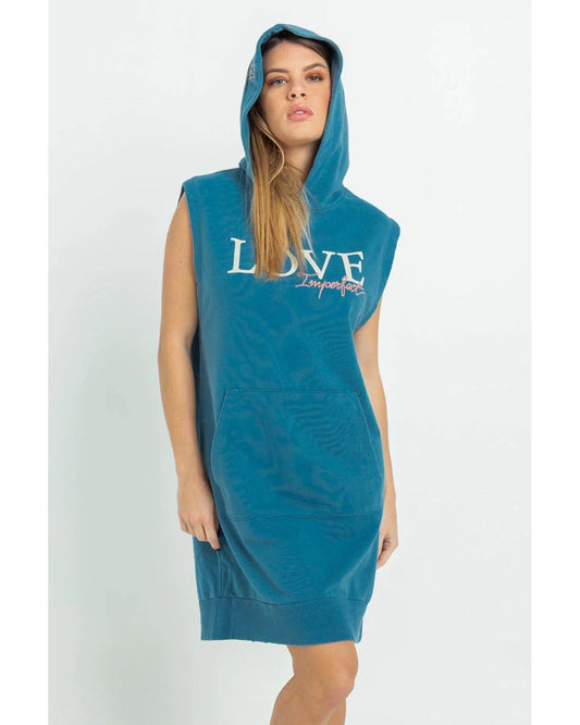 Maxi Camisole Dress with Front Kangaroo Pocket and Hood M Women