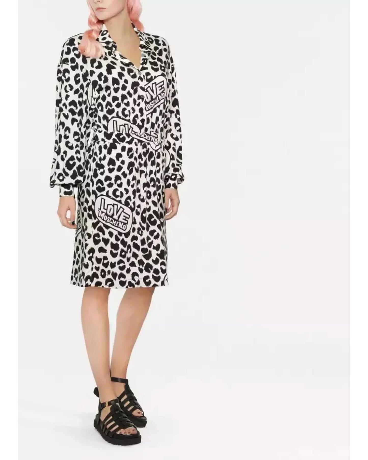 Love Moschino Leopard Texture Logo Dress 42 IT Women