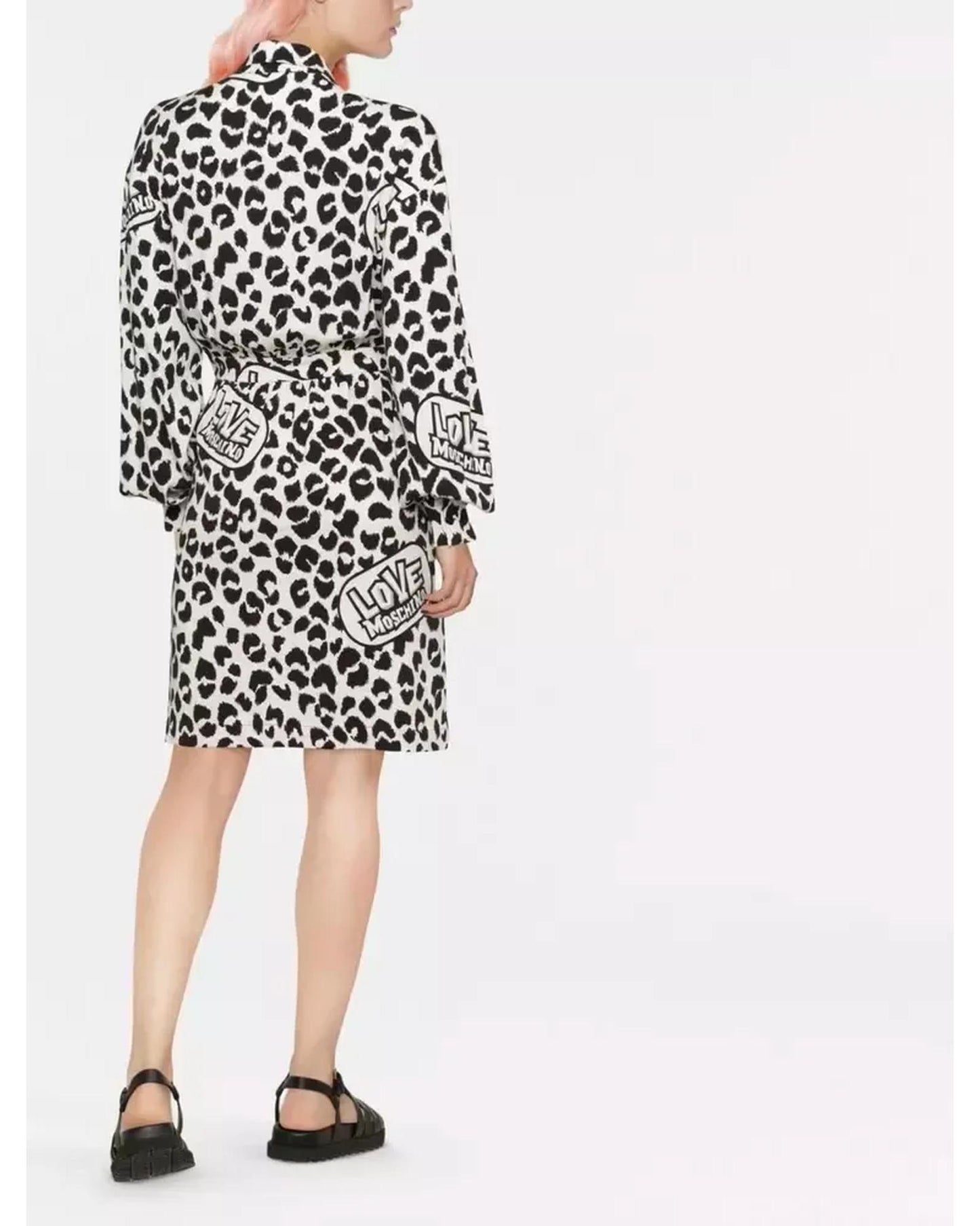 Love Moschino Leopard Texture Logo Dress 42 IT Women