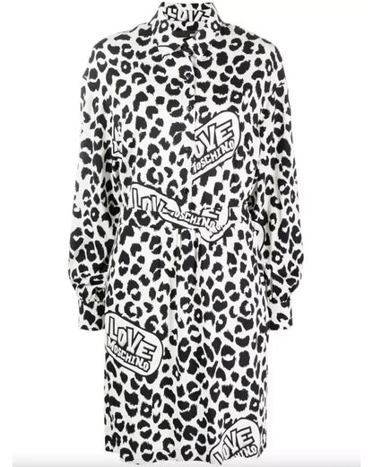 Love Moschino Leopard Texture Logo Dress 44 IT Women