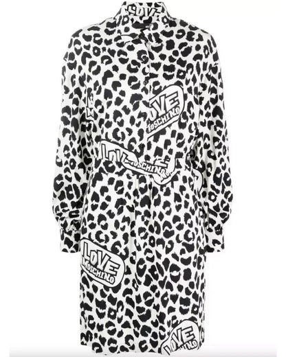 Love Moschino Leopard Texture Logo Dress 46 IT Women