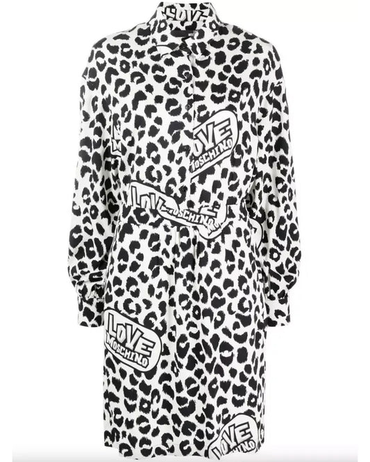 Love Moschino Leopard Texture Logo Dress 46 IT Women