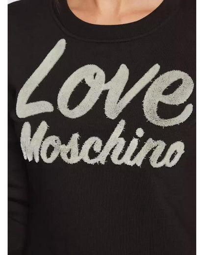 Love Moschino Cotton Blend Dress with Embossed Velveteen Logo 46 IT Women