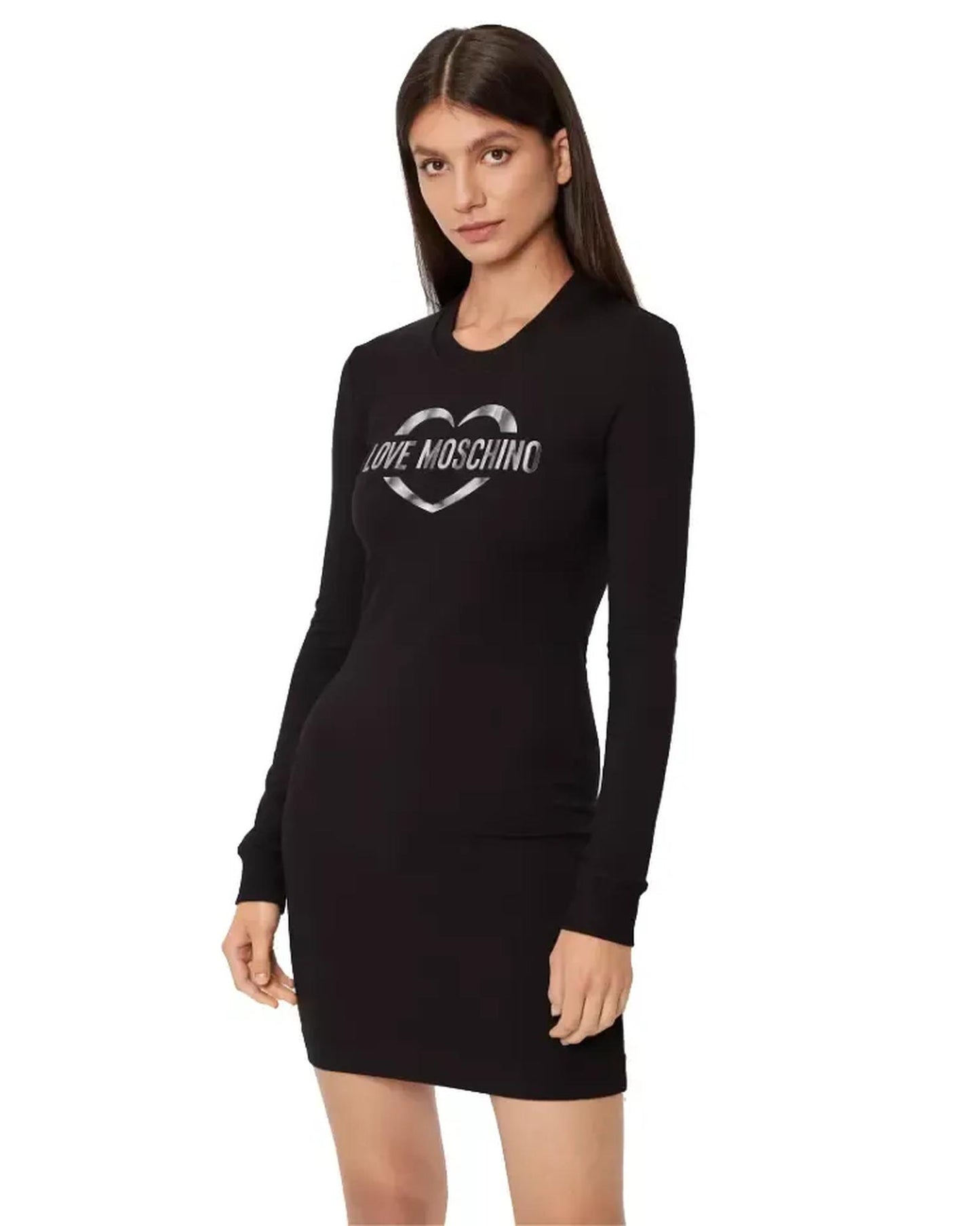 Cotton Blend Dress with Metallic Rubber Logo by Love Moschino 40 IT Women