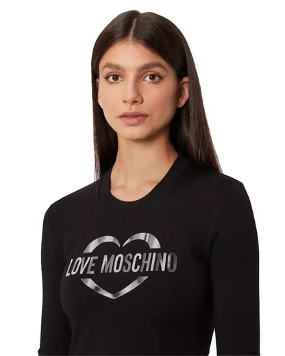 Cotton Blend Dress with Metallic Rubber Logo by Love Moschino 40 IT Women