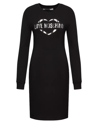 Cotton Blend Dress with Metallic Rubber Logo by Love Moschino 40 IT Women