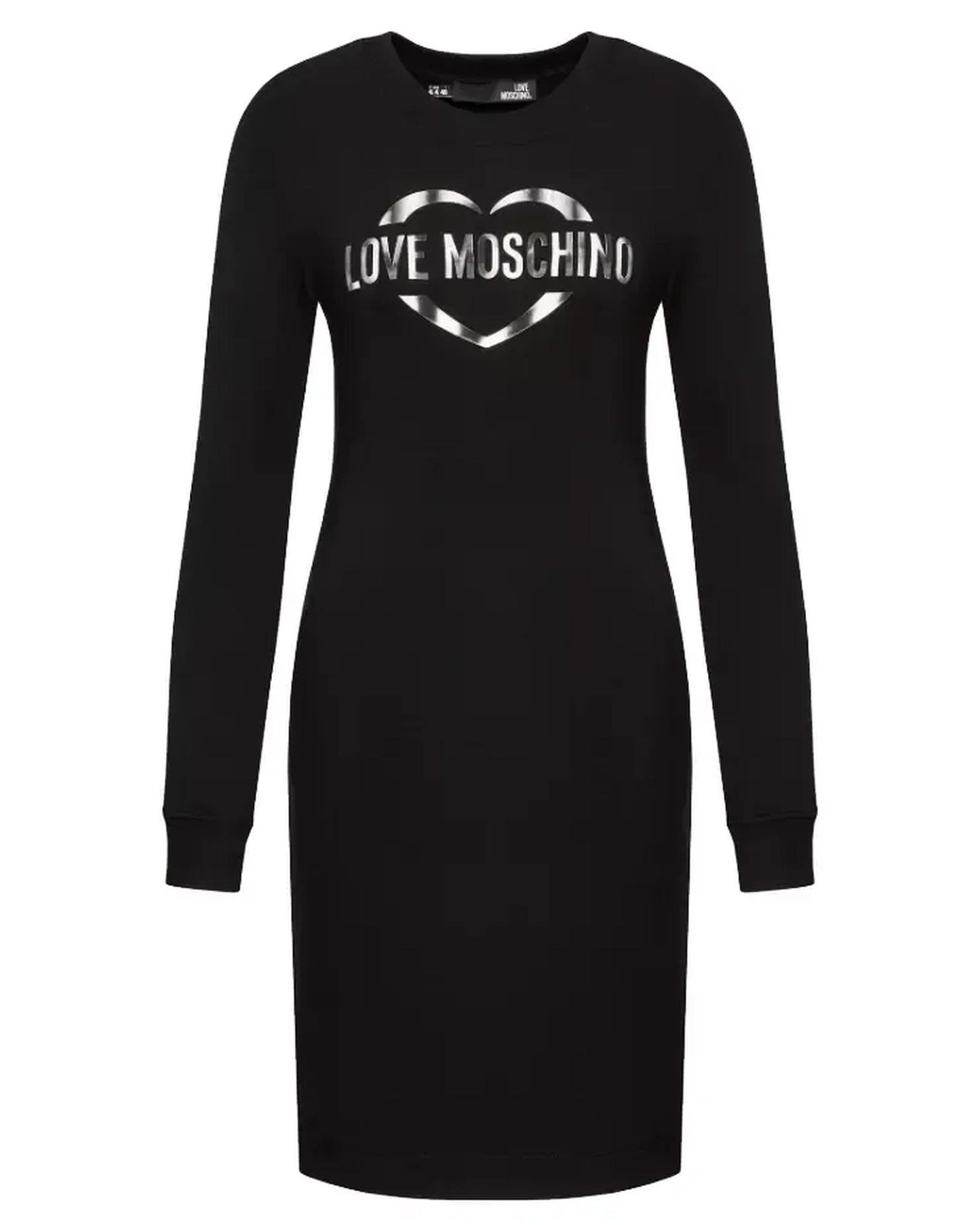 Cotton Blend Dress with Metallic Rubber Logo by Love Moschino 42 IT Women