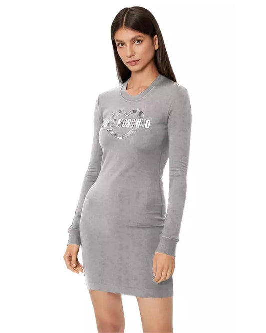 Love Moschino Long Sleeve Dress with Metallic Logo Detail 42 IT Women