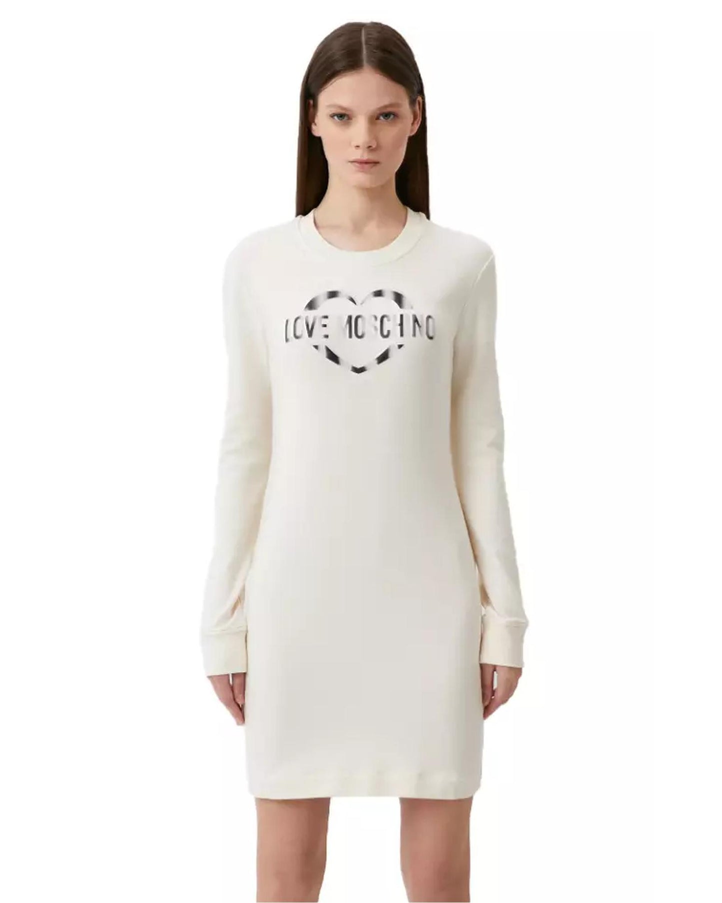 Cotton Blend Dress with Metallic Rubber Logo 44 IT Women