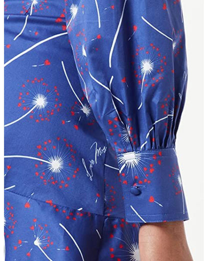 Abstract Print Shirt Collar Cotton Dress with Long Sleeves 40 IT Women