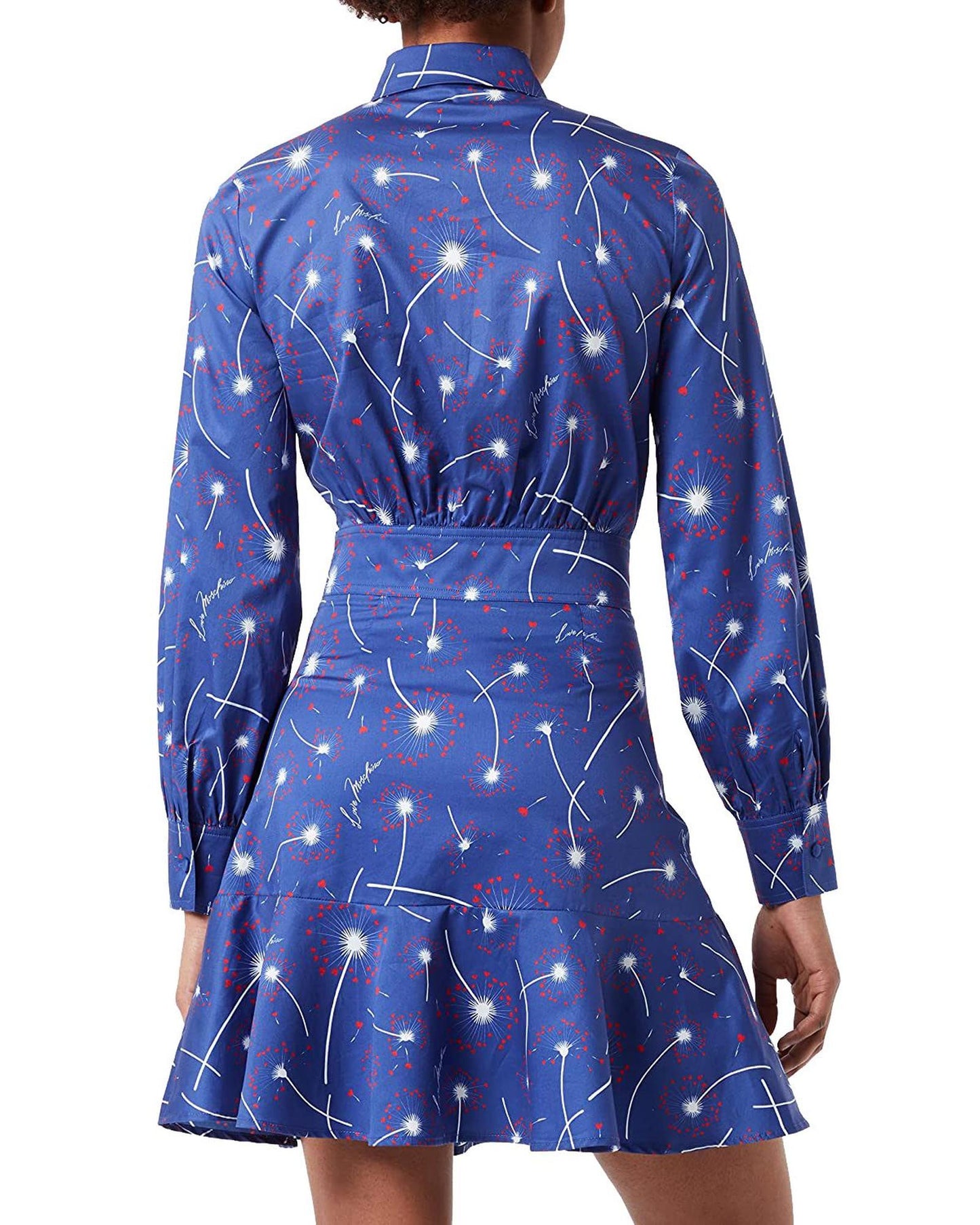 Abstract Print Shirt Collar Cotton Dress with Long Sleeves 44 IT Women