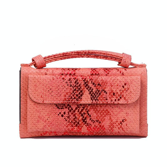 Sequin Snake Print Wrist Bag - Multifunctional Chain Wallet - Orange