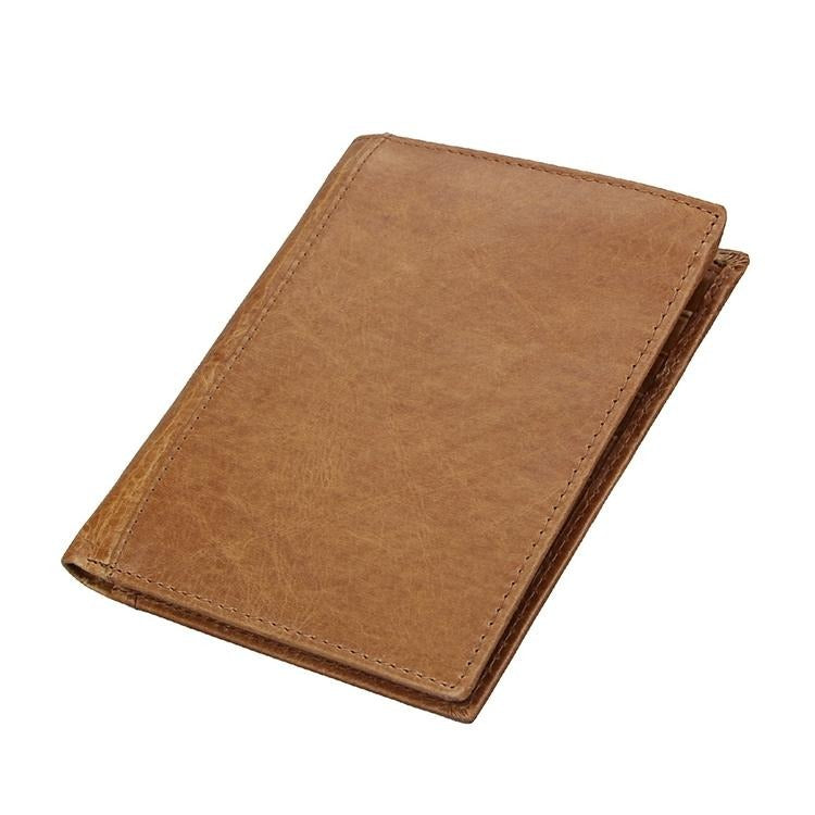 Leather Rfid Passport Wallet - Multi-function - Yellowish-Brown