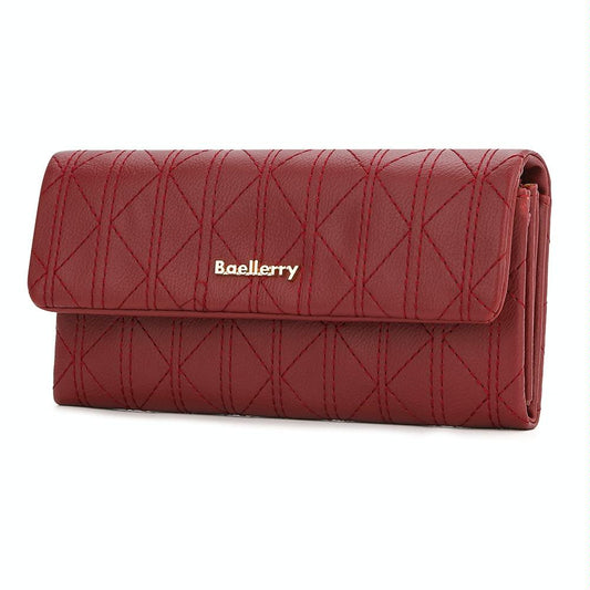 Large Capacity Magnetic Clutch Wallet for Women - Maroon Red