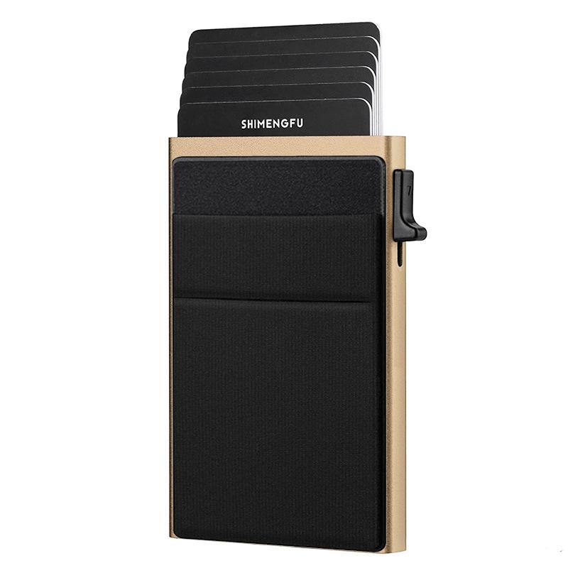 Men Slim Metal Rfid Blocking Wallet - Gold