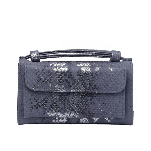 Sequin Snake Print Wrist Bag - Multifunctional Chain Wallet - Gray