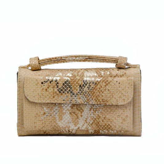 Sequin Snake Print Wrist Bag - Multifunctional Chain Wallet - Gold