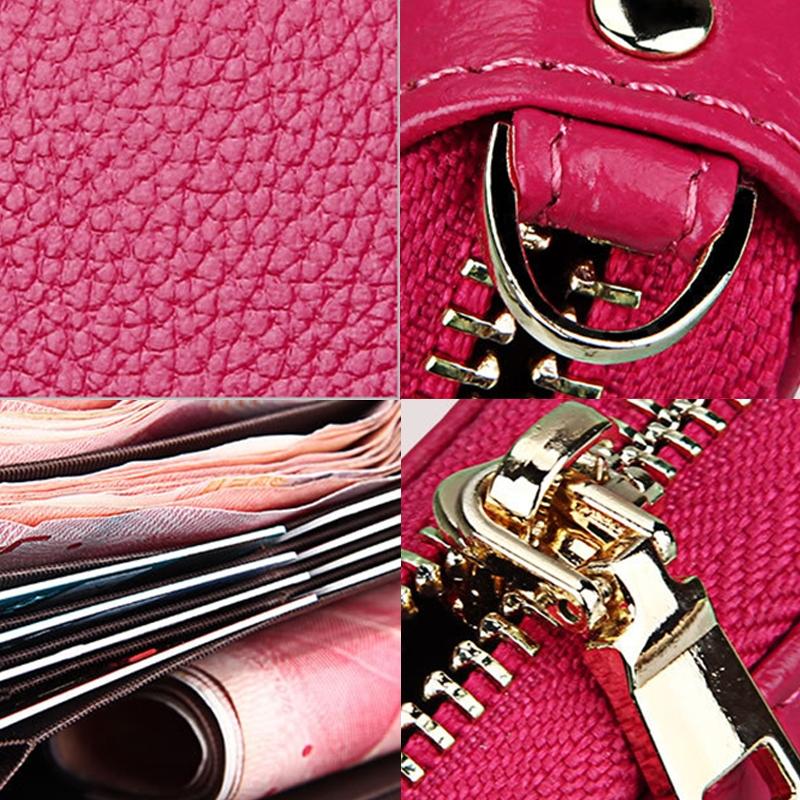 Leather Rfid Card Holder Wallet with Hand Strap - Purple