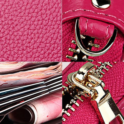Leather Rfid Card Holder Wallet with Hand Strap - Purple