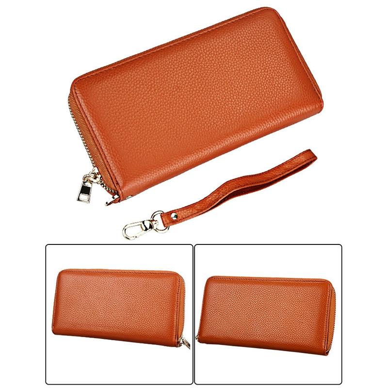 Leather Rfid Card Holder Wallet with Hand Strap - Purple
