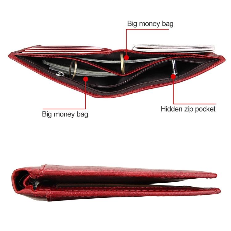 Leather Rfid Passport Wallet - Multi-function - Red