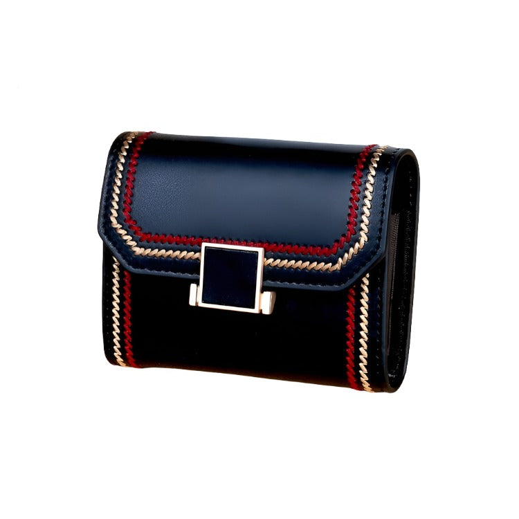 Snap Button Rfid Leather Wallet - Compact Design - Rose Red