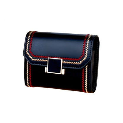 Snap Button Rfid Leather Wallet - Compact Design - Rose Red