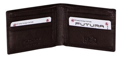 Futura Mens RFID Slim Leather Wallet - Brown