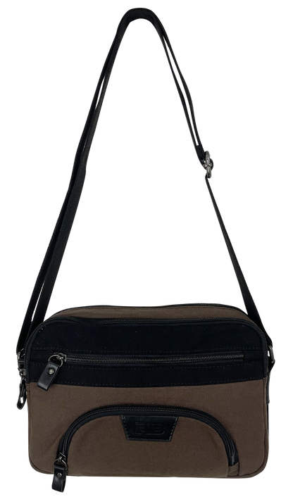 FIB Byron East West Sling Shoulder Bag Travel Adjustable Strap - Brown