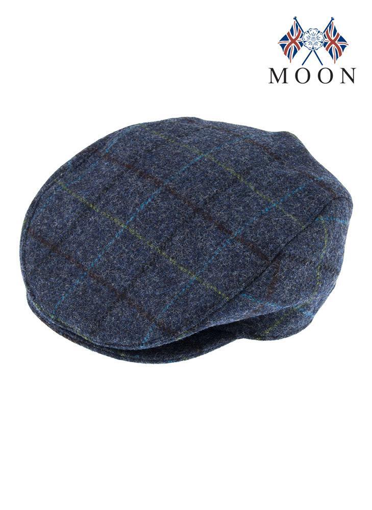DENTS Abraham Moon Tweed Flat Cap Wool Ivy Hat Driving Cabbie Quilted 1-3038 - Blue - Medium