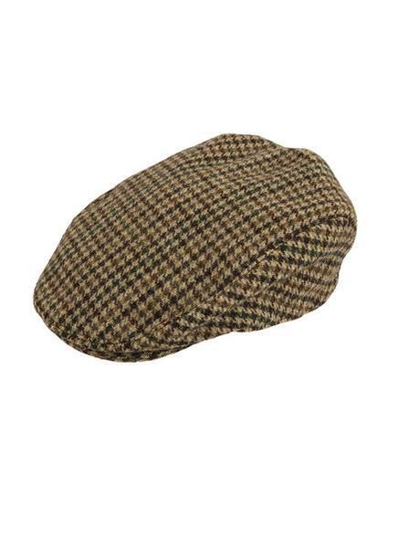 DENTS Abraham Moon Tweed Flat Cap Wool Ivy Hat Driving Cabbie Quilted 1-3038 - Brown - X-Large