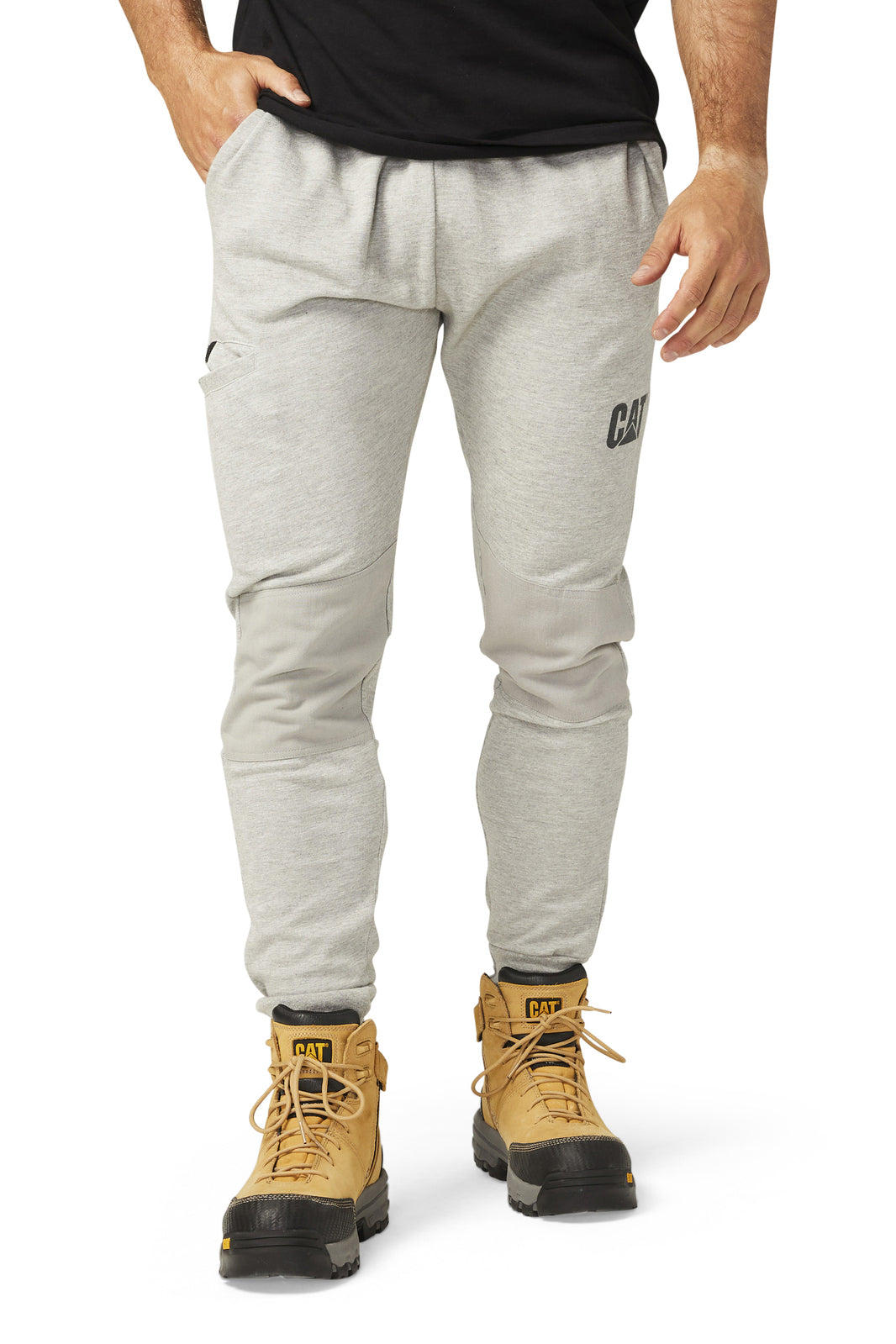 Caterpillar Track Pants Trackies Work Casual Gym Slim Fit w Hem Joggers - Grey - L